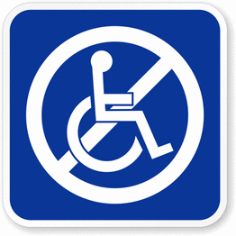 Picture of the disabled logo with a slash through it