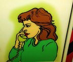 Cartoon of a woman listening on the phone