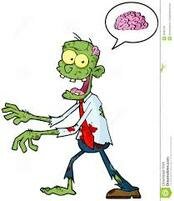Cartoon of a Zombie thinking of Brains